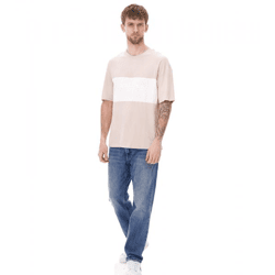 JACK & JONES Men's Crew Neck Shirt, Cotton Shirt, T-Shirt, Short-Sleeve Shirt 12258883 Beige