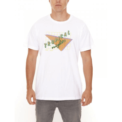 BAD+MAD Rio Tee Herren Kurzarm-Shirt mit großem Front-Print Baumwoll-T-Shirt BMTR005 Weiß