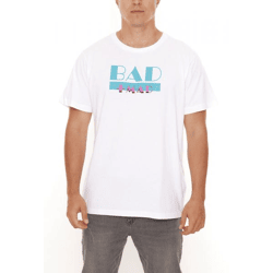 BAD+MAD Miami Tee Herren Sommer-Shirt mit großem Marken-Print Baumwoll-T-Shirt BMTR001 Weiß