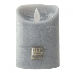 PTMD LED-Stumpenkerze, batteriebetrieben, L, grau, 10 x 15 cm