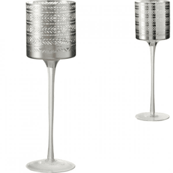 J-Line theelichthouder zilverkleurig 30 cm 2 assorti