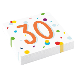 Confetti Birthday - 20 Servietten Birthday 30 - 33 x 33 cm