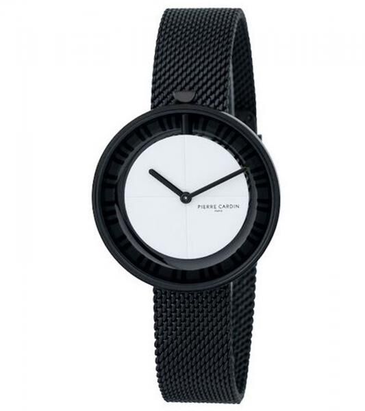 Pierre Cardin Damen Armband-Uhr zeitloses Ziffernblatt analoge Quarz-Uhr mit Edelstahl-Armband 3ATM 32mm CMA.0018 Schwarz/Wei&szlig;