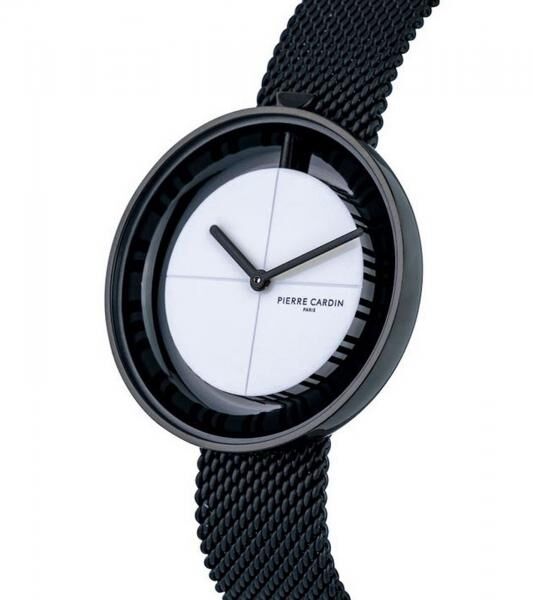 Pierre Cardin Damen Armband-Uhr zeitloses Ziffernblatt analoge Quarz-Uhr mit Edelstahl-Armband 3ATM 32mm CMA.0018 Schwarz/Wei&szlig;