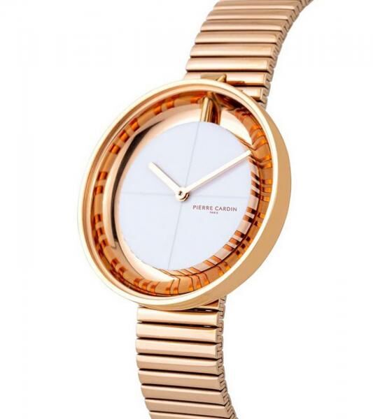 Pierre Cardin Damen Armband-Uhr zeitloses Ziffernblatt analoge Quarz-Uhr mit Edelstahl-Armband 3ATM 32mm CCMA.0017 Rose-Gold/Wei&szlig;