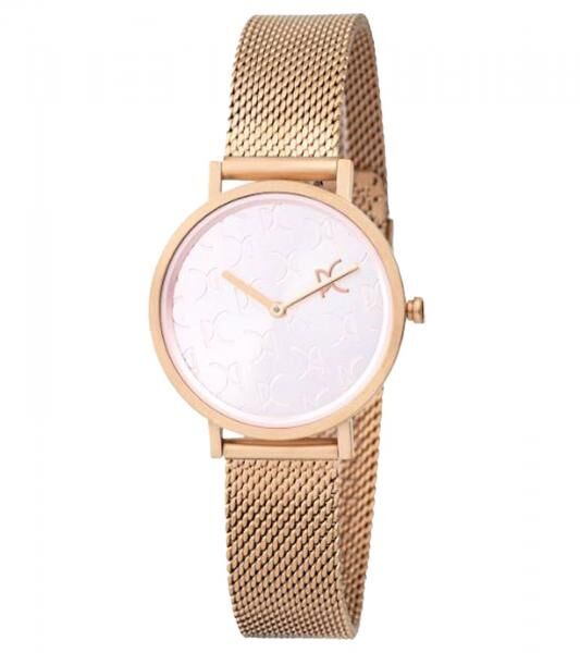 Pierre Cardin Damen Zweizeiger-Armband-Uhr Ziffernblatt mit Marken-Kürzel analoge Quarz-Uhr mit Edelstahl-Armband 3ATM 31mm CBV.1519 Rose-