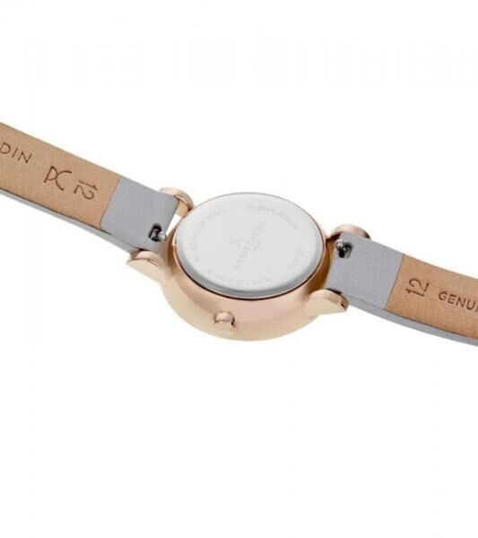 Pierre Cardin Damen Zweizeiger-Armband-Uhr Ziffernblatt mit silbernen Kreis-Details analoge Quarz-Uhr mit Leder-Armband 3ATM 27mm CCM.0506 