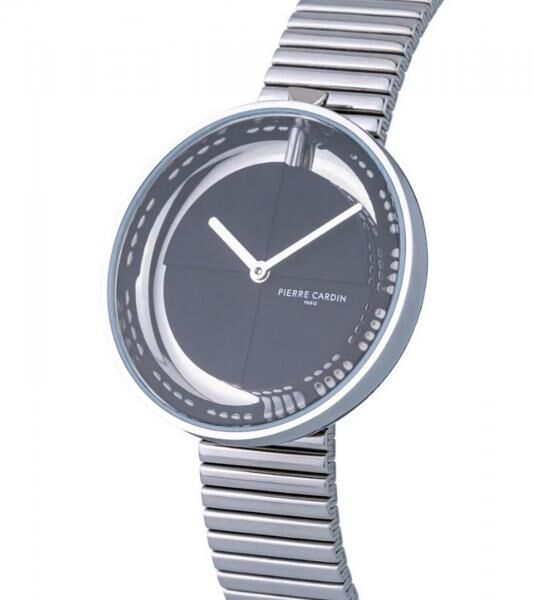 Pierre Cardin Damen Armband-Uhr zeitloses Ziffernblatt analoge Quarz-Uhr mit Edelstahl-Armband 3ATM 32mm CMA.0008 Silber/Schwarz