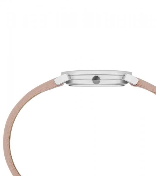 Pierre Cardin Damen Armband-Uhr Ziffernblatt analoge Quarz-Uhr mit Leder-Armband 3ATM 27mm CPI.2506 Rosa/Wei&szlig;/Silber