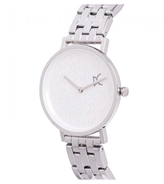 Pierre Cardin Damen Armband-Uhr mit Marken-K&uuml;rzel-Print analoge Quarz-Uhr 3ATM 31mm CBV.1539 Silber