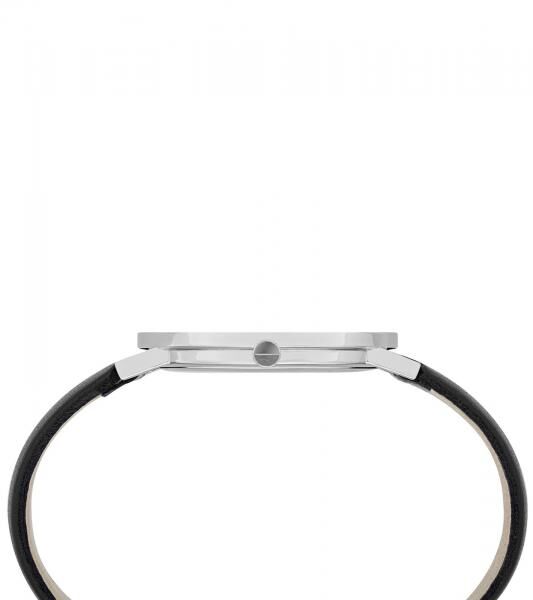 Pierre Cardin Damen Armband-Uhr mit Buchstaben der Marke als Ziffern analoge Quarz-Uhr mit Leder-Armband 3ATM 39mm CBV.1001 Schwarz/Silber/