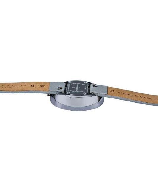 Pierre Cardin Damen Armband-Uhr modernes Ziffernblatt analoge Quarz-Uhr mit Leder-Armband 3ATM 32mm CMA.0005 Grau/Silber