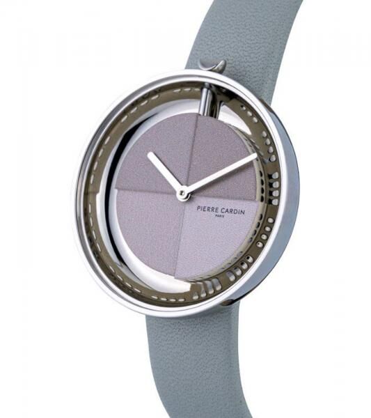 Pierre Cardin Damen Armband-Uhr modernes Ziffernblatt analoge Quarz-Uhr mit Leder-Armband 3ATM 32mm CMA.0005 Grau/Silber