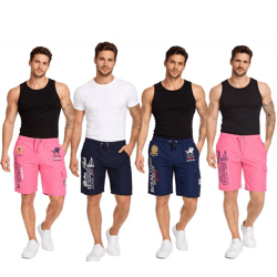 GEOGRAPHICAL NORWAY Quara/Quoyal Herren Badehose Schwimm-Hose mit Logo-Print Bade-Shorts mit Taschen Schwimm-Shorts Navy oder Pink