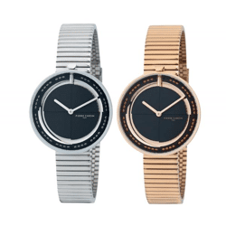 Pierre Cardin Damen Armband-Uhr zeitloses Ziffernblatt analoge Quarz-Uhr mit Edelstahl-Armband 3ATM 32mm CMA.00 Silber/Schwarz/Gold/Rose-Go