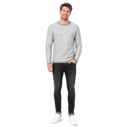 klassisches SOLID SDFlocks Herren Sweatshirt mit Rundhals Pullover 21102722ME-2842 Grau