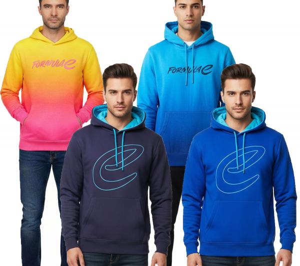 Formula E Herren Kapuzen-Pullover Hoodie Sweat-Pullover Langarm-Shirt Motorsport Baumwoll-Fan-Artikel Blau oder Bunt