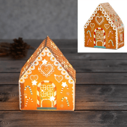 LED Paper Gingerbread House, 15 cm H