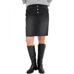 Damen Denim-Rock mit Strasssteinen Jeans-Rock Baumwoll-Rock Mini-Rock 918098 Schwarz/Grau