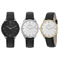 Pierre Cardin Herren Armband-Uhr in Geschenkbox analoge Quarz-Uhr mit Leder-Armband 3ATM 40mm oder 39mm Silber/Gold, Schwarz oder Silber/Sc