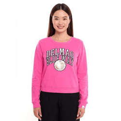 DELMAO Cropped Sweater verkürzt geschnittener Damen Baumwoll-Pullover 42556633 Pink