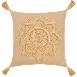 J-Line Flower Cushion, Beige, 43 x 43 cm