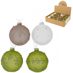 Boltze Weihnachtskugel aus Glas „Filia“, 8 cm, 4er-Set, sortiert