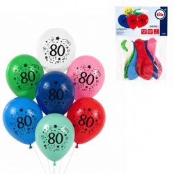 Ballonnen 80 jaar 30 cm 7 stuks
