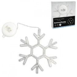 Battery-powered LED snowflake Christmas ornament, white, 19 cm