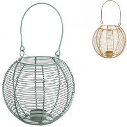 Windlicht Metall gold/grün 18 cm 2 Stück sortiert