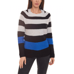 Aniston CASUAL Damen Strick-Pullover gestreifter Rundhals-Pulli 38395131 Schwarz/Grau/Blau
