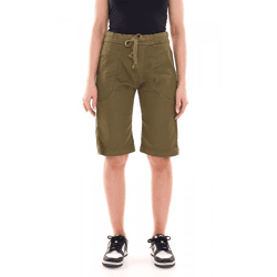 PLEASE Women's Fabric Shorts with Drawstring, Bermuda Shorts 45331929 Khaki