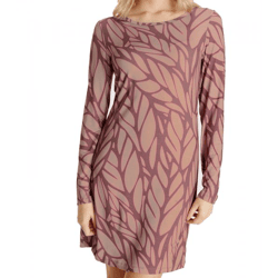 BOYSEN'S Women's Mini Dress with All-Over Print, Long-Sleeve Jersey Dress 92753753 Red/Brown
