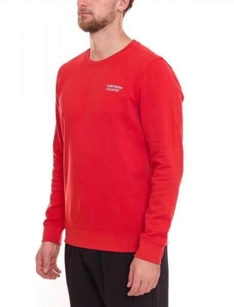 NORTHERN COUNTRY Herren Pullover mit Markenprint auf Brust Baumwoll-Sweater Langarm-Shirt 00009468 Rot
