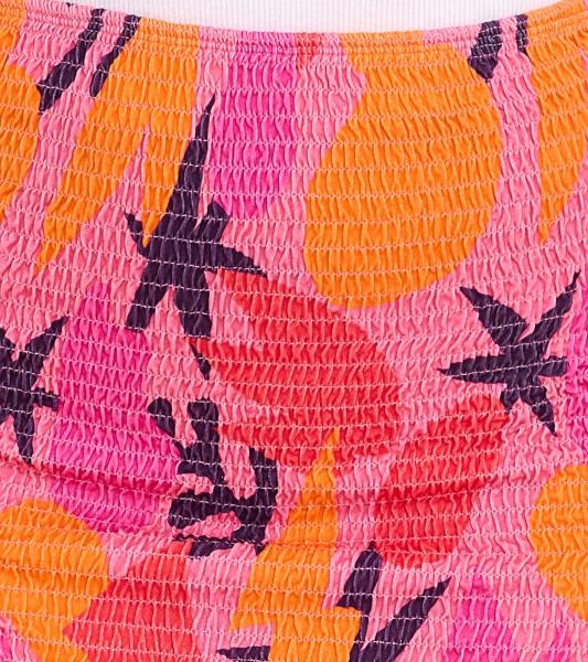 AjC Damen Mini Rock gesmokter Sommerrock Strand-Rock 15382402 Orange/Pink/Rot/Lila