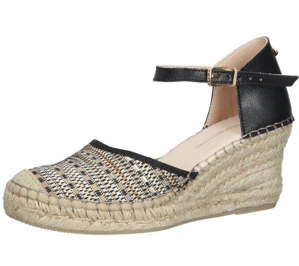 FRED DELA BRETONIERE Wedges Damen Keilabsatz-Sandalen Espadrilles 153010261 Schwarz/Beige