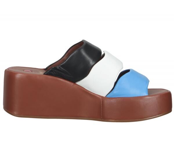 h&ouml;gl Damen Pantoletten Echtleder Plateau-Schuhe Sommer-Schuhe 3-10 2520 3999 Braun/Bunt