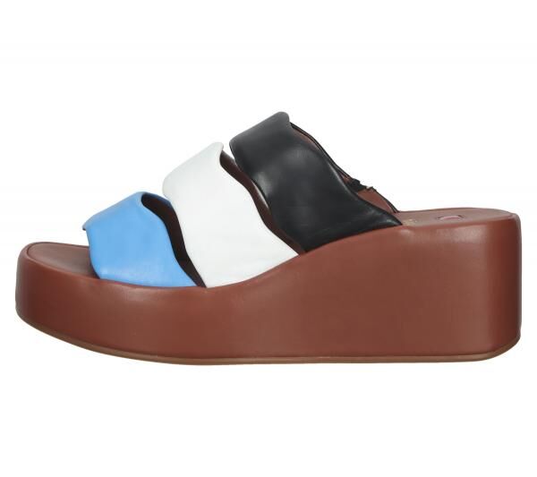 h&ouml;gl Damen Pantoletten Echtleder Plateau-Schuhe Sommer-Schuhe 3-10 2520 3999 Braun/Bunt
