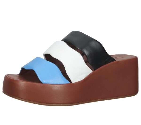 h&ouml;gl Damen Pantoletten Echtleder Plateau-Schuhe Sommer-Schuhe 3-10 2520 3999 Braun/Bunt