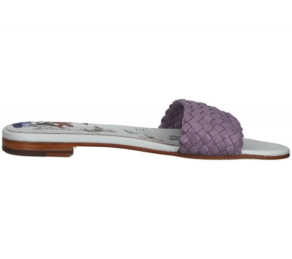 Melvin & Hamilton Hanna Damen Pantoletten mit gewebtem Kalbsleder-Riemen Sandale Sommer-Schuhe 26 116585 Violett/Bunt