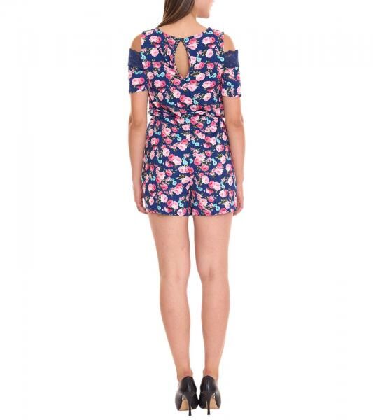 melrose Jumpsuit ansprechender Damen Overall im Blumen-Muster 25315223 Blau/Bunt