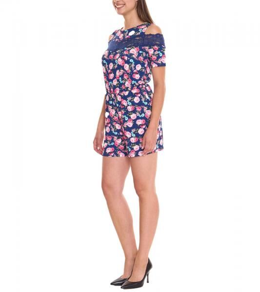 melrose Jumpsuit ansprechender Damen Overall im Blumen-Muster 25315223 Blau/Bunt