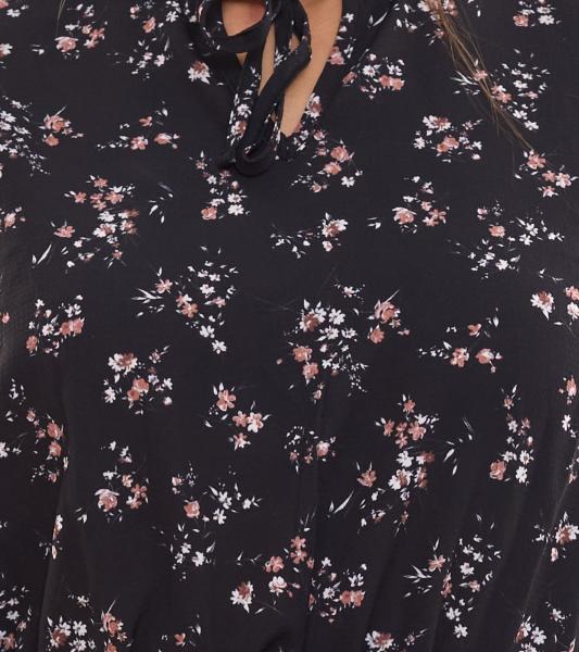 Laura Scott Bubblecrepe Kleid Damen Mini-Kleid mit Allover Blumen-Print Chiffon-Kleid 12329967 Schwarz/Bunt