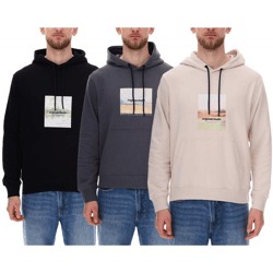 JACK & JONES Esterbro Newton Men's Hooded Sweatshirt, Cotton Sweatshirt with Original Studio Print 12266801, Gray, Black, or Beige