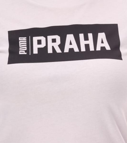 PUMA City Damen Baumwoll-Shirt mit Praha/Prag Schriftzug Kurzarm-Shirt Rundhals-Shirt 575957 20 Wei&szlig;/Schwarz