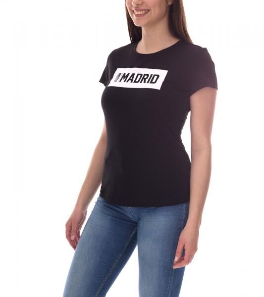 PUMA City Damen Baumwoll-Shirt mit Madrid Schriftzug Kurzarm-Shirt Rundhals-Shirt 575957 15 Schwarz/Wei&szlig;