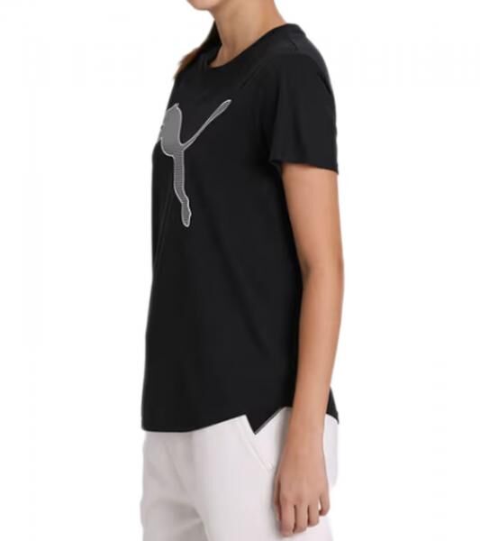 PUMA Damen leichtes T-Shirt mit PUMA-Logo Kurzarm-Shirt Rundhals-Shirt 585941 01 Schwarz/Wei&szlig;