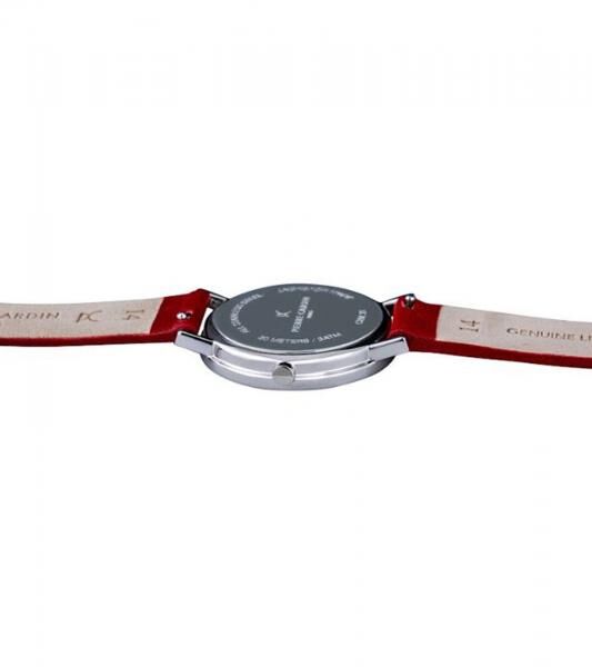Pierre Cardin Damen Armband-Uhr mit Marken-K&uuml;rzel im Ziffernblatt analoge Quarz-Uhr mit Leder-Armband 3ATM 31mm CBV.1517 Rot/Silber
