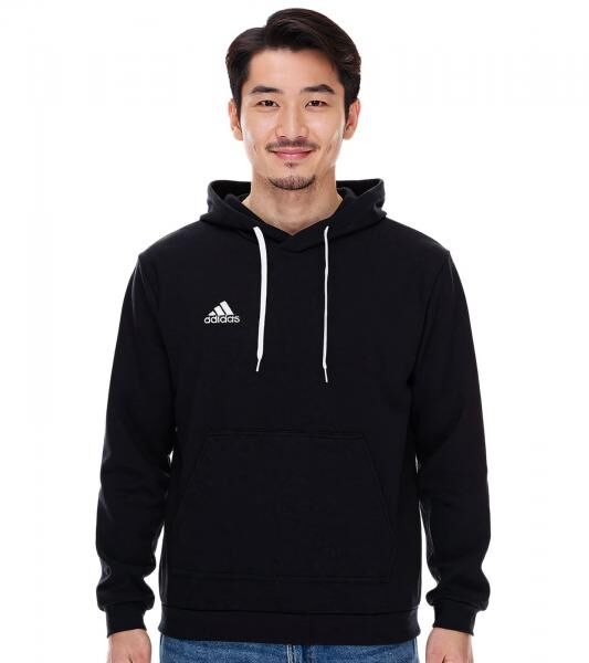 adidas Entrada 22 Hoody Herren Kapuzen-Pullover nachhaltiger Herren Baumwoll-Sweater mit K&auml;ngurutasche Hoodie H57512 Schwarz