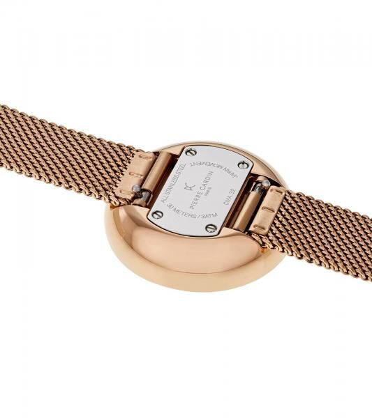 Pierre Cardin Damen Armband-Uhr modernes Ziffernblatt analoge Quarz-Uhr mit Edelstahl-Armband 3ATM 33mm CMA.0003 Rose-Gold/Rot